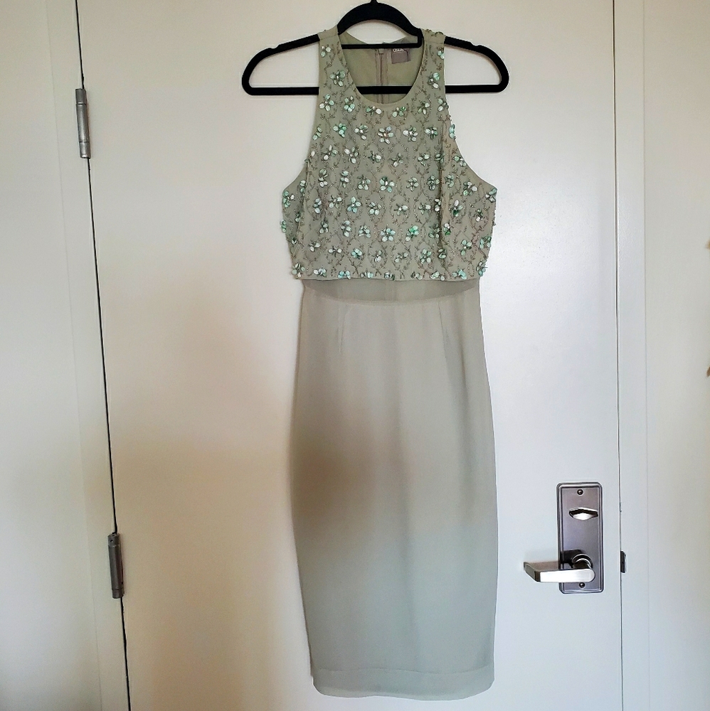 Embellished crop top midi pencil dress